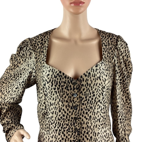 FRAME Leopard Print Silk Peplum Blouse Size S - Picture 2 of 7